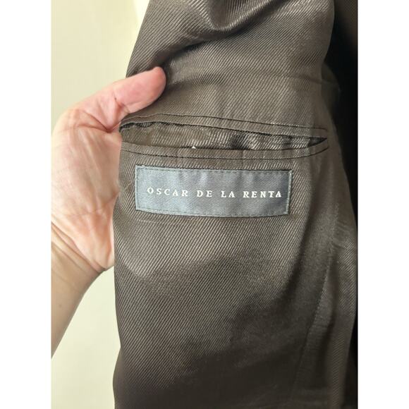 Oscar De La Renta Men’s Wool Cashmere Brown Tweed Sport Coat Blazer Size 42L - Picture 4 of 8